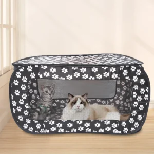 Indoor & Outdoor Foldable Portable Pop-Up Pet Carrier Tent with Mesh Window Zippered Door for Pet Small Dog & Cat Travel Carrier
