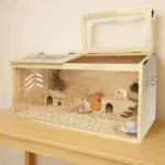 Large Wooden Hamster Cage Chewproof | Gerbil Cage Hamster Habitats Enclosure With Openable Top &Amp; Acrylic Window, Small Animal Ca 4 kf S2e52998a11ca400cad187a61871e25c2p
