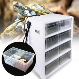 8PCS Clear Breeding Boxes with Hygrometer,Breeding Cage Pet Enclosure Lizard Spider Snake Tortoise Tank with 13W Heating Pad
