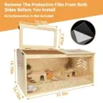 Large Wooden Hamster Cage Chewproof | Gerbil Cage Hamster Habitats Enclosure With Openable Top &Amp; Acrylic Window, Small Animal Ca 2 kf S69ede72afe684ac287166919a20df43dq