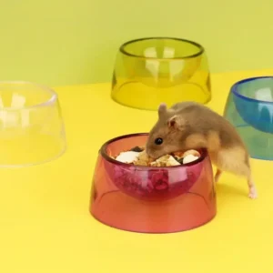 Bite Resistant Hamster Food Basin Non-slip Transparent Hamster Water Bowl Plastic Rat Food Water Dish