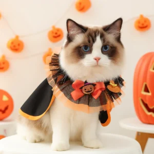 Small Dog Collars Pet Scarf Collar Accessories Necklace Drool Bib Dog Cat Halloween Lace Wizard Pumpkin Gauze Scarf Pet Supplie