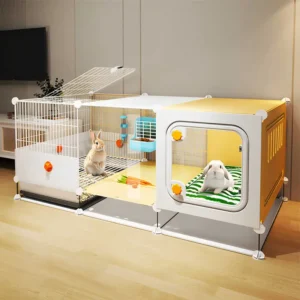 Rabbit Iron Fence Cage Toilet Integrated Large Dutch Guinea Pig Rabbit Cage Villa Small Animals Pet Products Cages Accessories