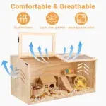 Large Wooden Hamster Cage Chewproof | Gerbil Cage Hamster Habitats Enclosure With Openable Top &Amp; Acrylic Window, Small Animal Ca 5 kf Sf36bb6e25f3e4d7cbbbf153b3e6c32a7d